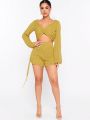 Mienne Pointelle Knit Top & Shorts Set