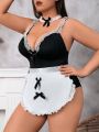 Plus Size Women's Lace Splicing Sexy Costumes 3pcs Set