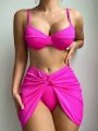 SHEIN Swim Basics Solid Color Swimsuit Set