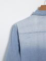 Men Flap Pocket Denim Shirt Without Tee