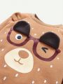 Cozy Cub Baby Boy Cartoon Graphic 3D Ear Design Thermal Lined Sweatshirt