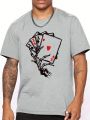 Men'S Plus Size Skull & Hand & Card Print T-Shirt