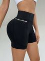 Wide Waistband Phone Pocket Side Biker Shorts