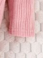 2pcs Baby Girls' Fashionable Long Sleeve Denim Jacket And Turtleneck Knitted Dress