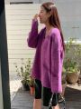 DAZY Solid Drop Shoulder V Neck Sweater