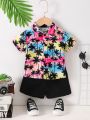 Baby Boy Coconut Tree Print Shirt & Shorts Without Tee