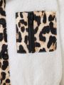 SHEIN Kids EVRYDAY Girls' (big) Leopard Print Spliced Jacket