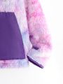 SHEIN Kids HYPEME Girls' Tie-dye Plush Jacket For Autumn/winter