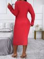 Plus Solid Ribbed Knit Bodycon Dress