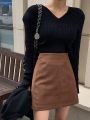 DAZY Women's Solid Color Drop Shoulder Sweater