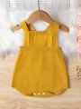 SHEIN Infant Girls' Back Cross Solid Color Sweater Jumpsuit