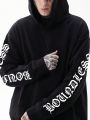 Men Plus Letter Graphic Drop Shoulder Hoodie & Sweatpants