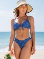 SHEIN Swim Vcay Women'S Floral Front Tie Bikini Set