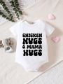 Baby Boys' Casual Basic Bodysuit With Fun Letter Pattern For Daily Wear