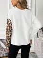 SHEIN LUNE Leopard Print Colorblock Tee