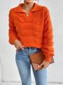 SHEIN Frenchy Texture Polo V-neck Women's Sweater