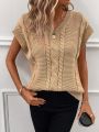 SHEIN LUNE Cable Knit Batwing Sleeve Sweater Vest