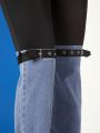 Asavvy Colorblock Grommet Eyelet Detail Jeans