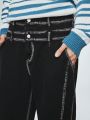 ROMWE Street Life Guys Color-block Rolled Hem Jeans