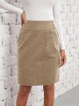 EMERY ROSE High Waist Button Fold Pleated Skirt