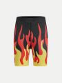 Tween Boy Fire Print Active Shorts