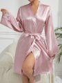 Women's Letter Embroidery Long Sleeve Robe