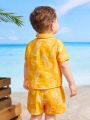 SHEIN Baby Boy Leisure Fruit Pattern Short Sleeve Shirt And Shorts Set