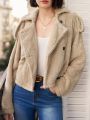 SHEIN Frenchy Women's Plush Short Jacket In Apricot For Autumn And Winter