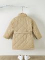 Baby Girl Dual Pocket Belted Quilted Coat