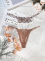 3pack Floral Lace Bow Decor Thong