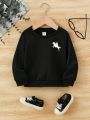 Infant Boys' Casual Long Sleeve Cartoon Pattern Round Neck Sweatshirt Suitable For Autumn And Winter