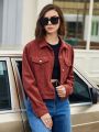 SHEIN BIZwear Flap Detail Corduroy Jacket