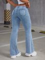 SHEIN ICON Vintage Frayed Edge Flared Jeans