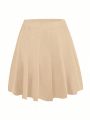 SHEIN Privé Plus Solid Pleated Skirt