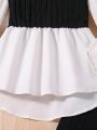 SHEIN Tween Girl Two Tone High Low Hem 2 In 1 Blouse & Skirt