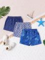 Baby Boy 3pcs Bow Decor Elastic Waist Shorts