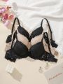 3pcs/Set Ladies' Lace Underwire Bra