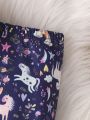 Baby Girl Unicorn Print Kangaroo Pocket Sweatshirt & Pants