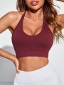 SHEIN Yoga Basic Women'S Backless Halter Neck Sports Bra