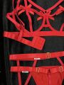 Women'S Sexy Lingerie Set (Underwire Bra, Thong Panties, Waist Cincher, 2 Leg Garters) 5pcs