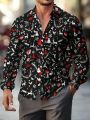 Men's Plus Size Full Print Christmas Long Sleeve Shirt