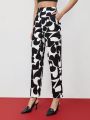 SHEIN BIZwear Women's Full Length Printed Pants