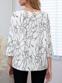 EMERY ROSE Women's Simple Drawing Printed Shirt