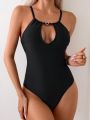 SHEIN Swim Y2GLAM Women's Hollow Out One-Piece Swimsuit