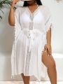 SHEIN Swim Vcay Plus Size Elegant Beachwear Lace Fringe Cover Up