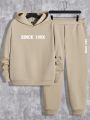 Men'S Plus Size Letter Printed Hoodie And Sweatpants Set