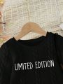 Young Girl Letter Graphic Cable Knit Dress