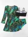 SHEIN Swim Vcay Women's Tropical Printed Swimsuit Set
