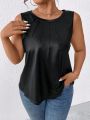 SHEIN LUNE Plus Size Solid Color Sleeveless Tank Top For Leisure