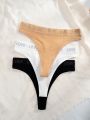 3pcs/set Underwear Thongs With Letter Prints